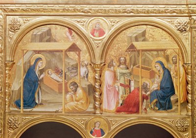 Abschnitt eines Altarschreins mit der Geburt Christi und der Anbetung der Heiligen Drei Könige, 13. Jahrhundert von Unbekannt Unbekannt